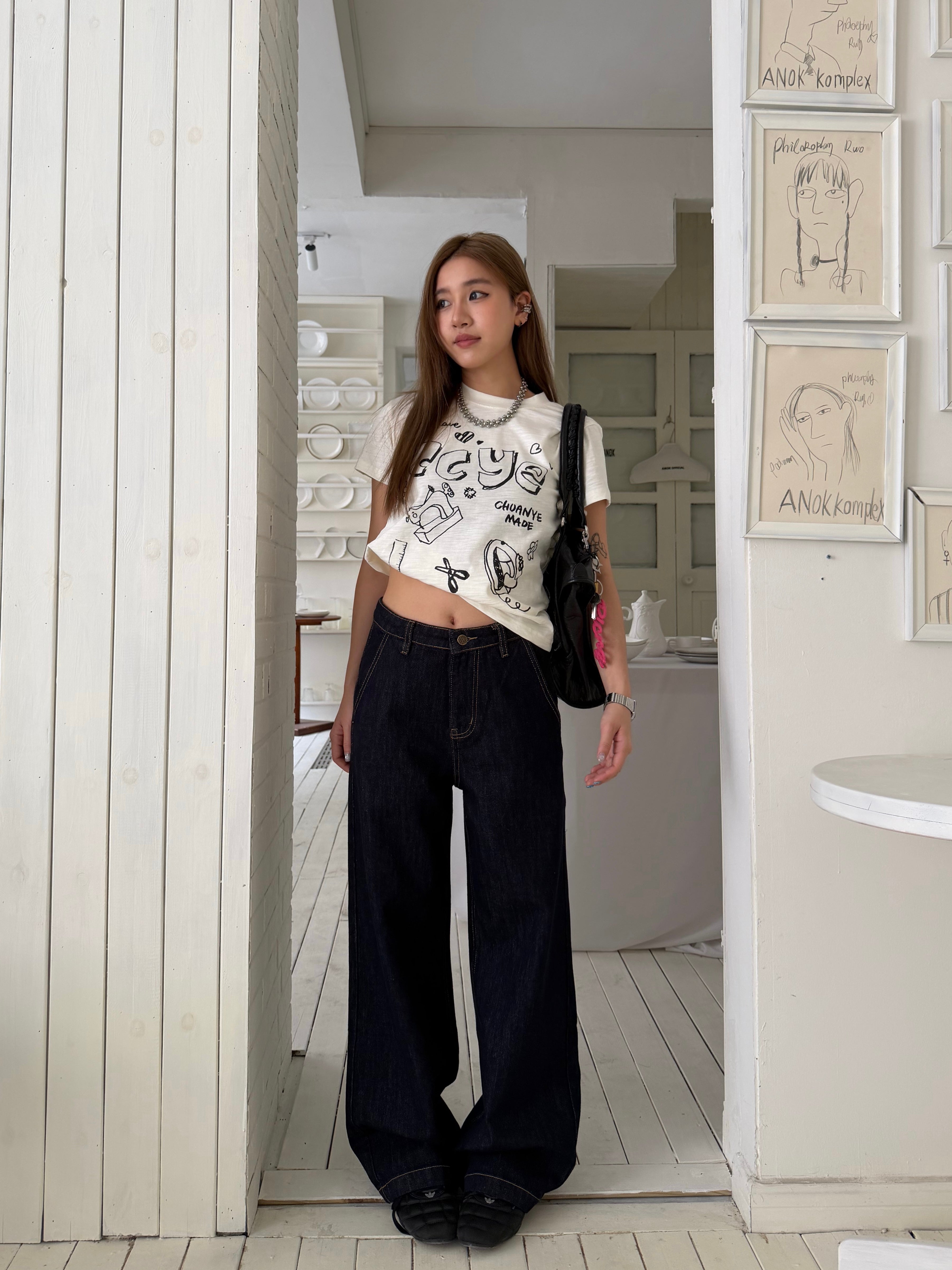 CCYE STRAIGHT LEG DENIM CONTRAST STITCH JEANS