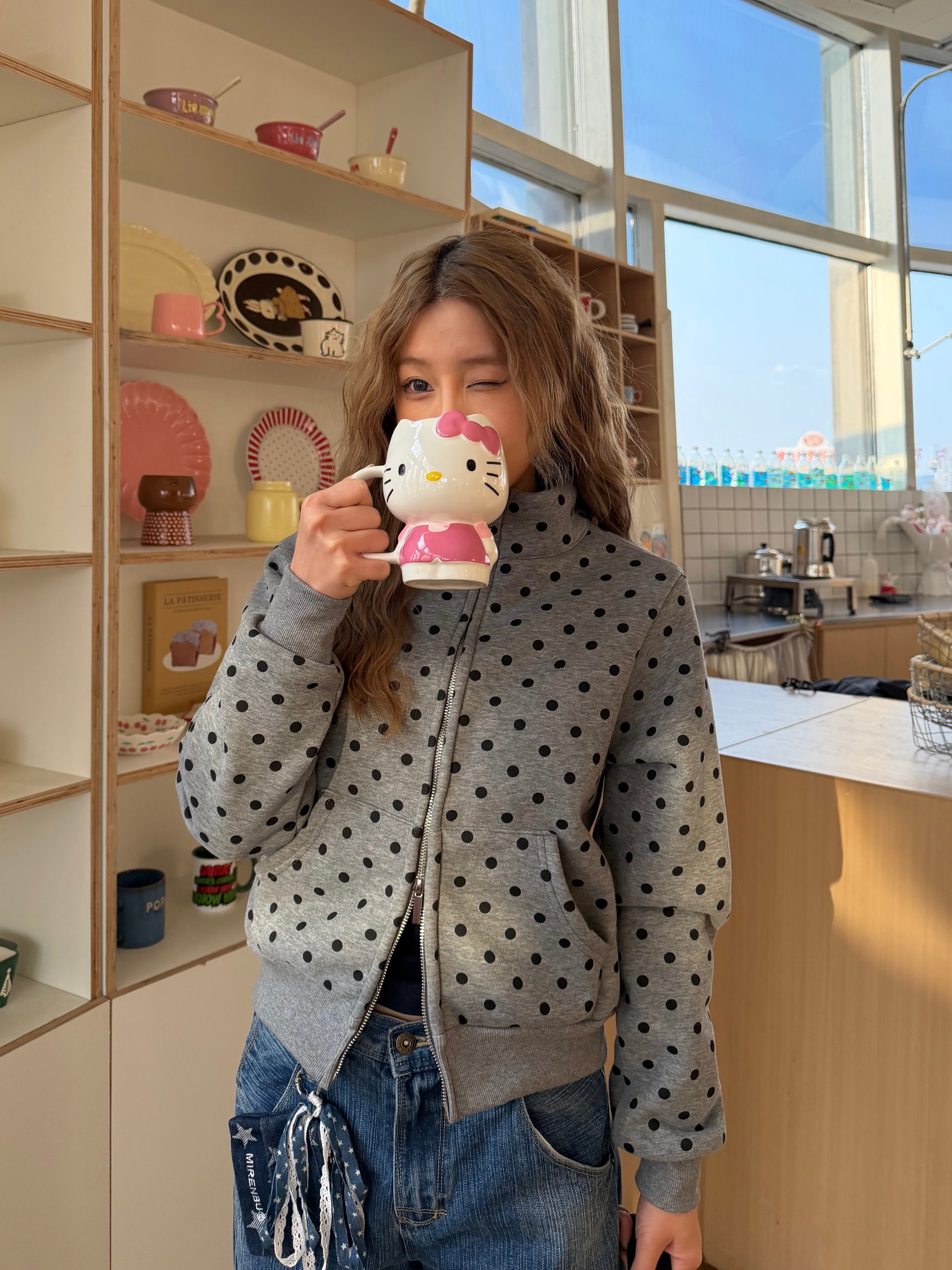 CCYE FLEECE-LINED SHERPA SWEATSHIRT COAT DOUBLE ZIPPER TOP