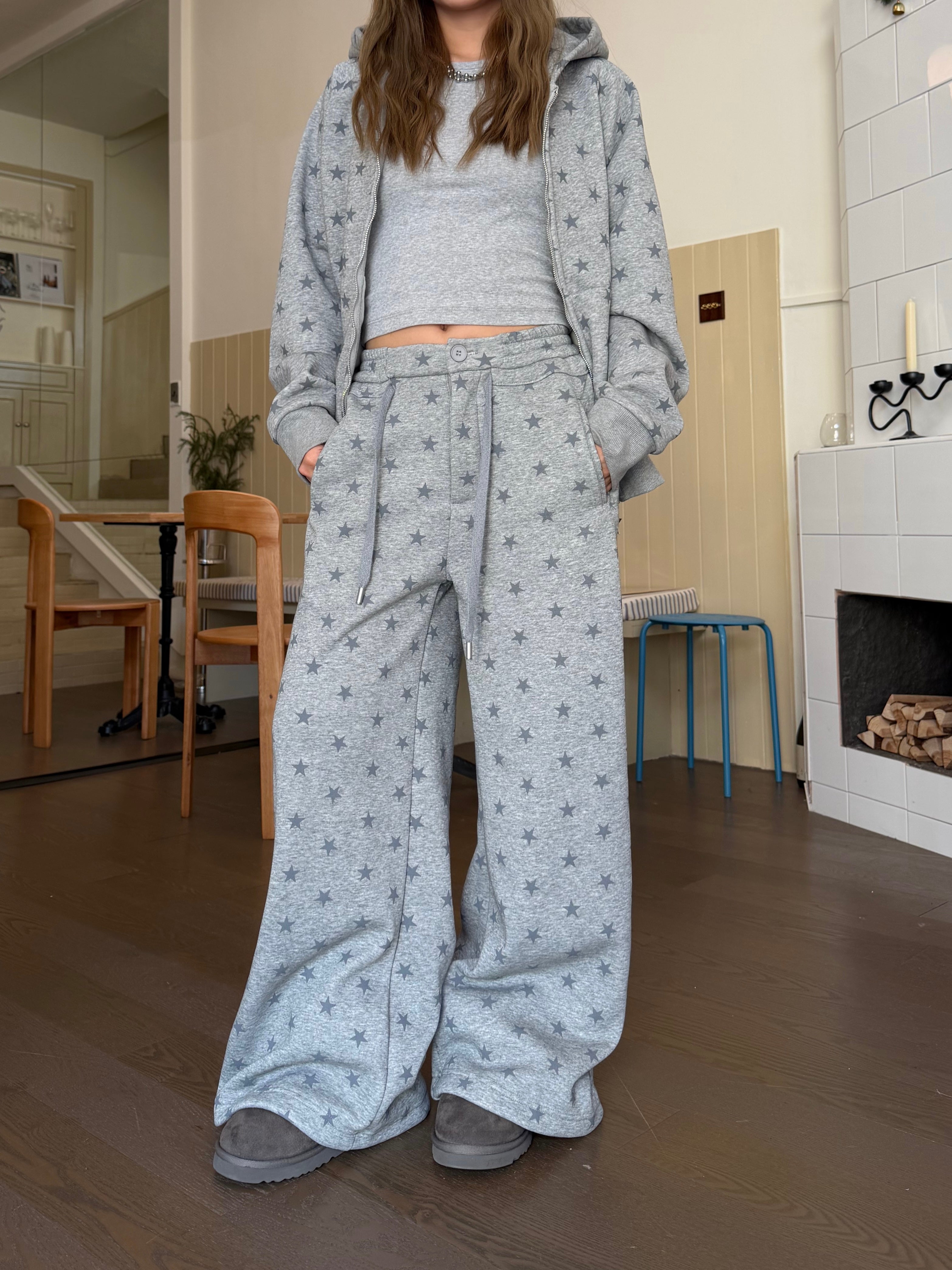 CCYE FLEECE-LINED WIDE LEG RELAXED SWEATPANTS