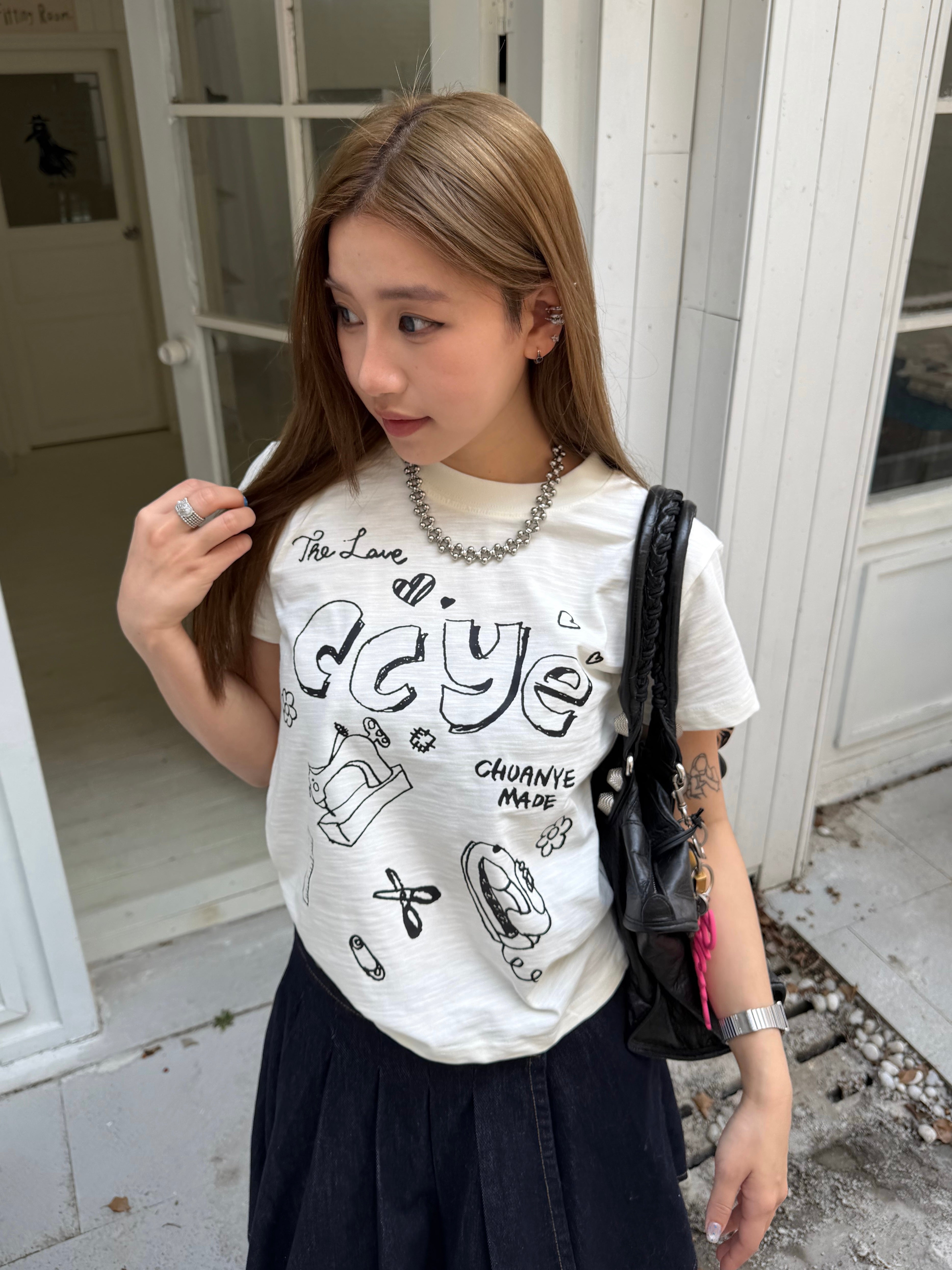 CCYE ORIGINAL FUN PRINT BAMBOO COTTON REGULAR SHOULDER SHORT SLEEVE TEE