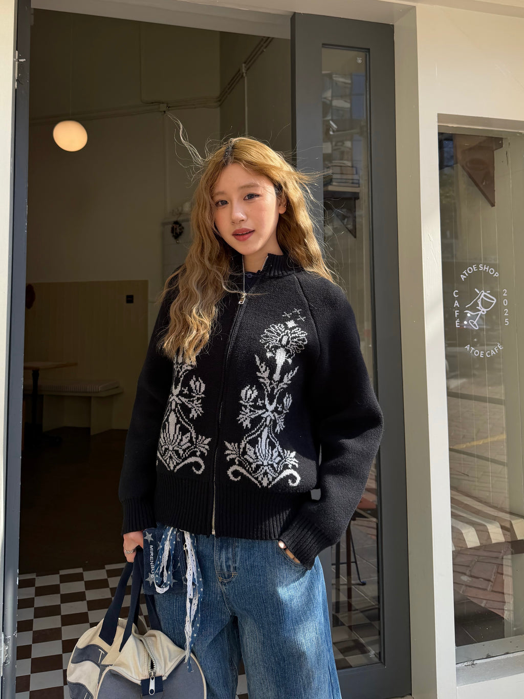 CCYE FLORAL KNIT CARDIGAN