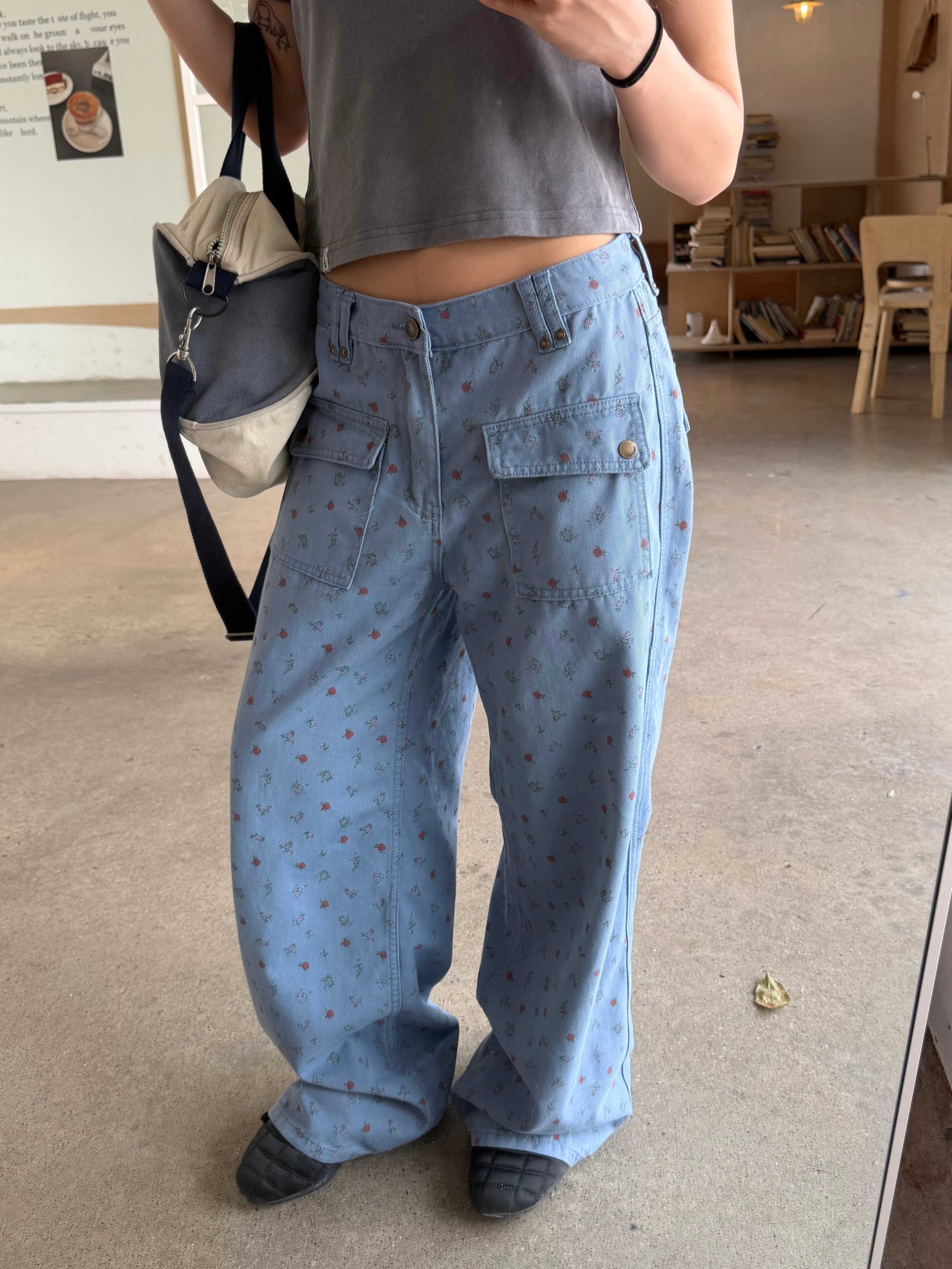 CCYE SPRING SUMMER FLORAL PRINT STRAIGHT CARGO PANTS