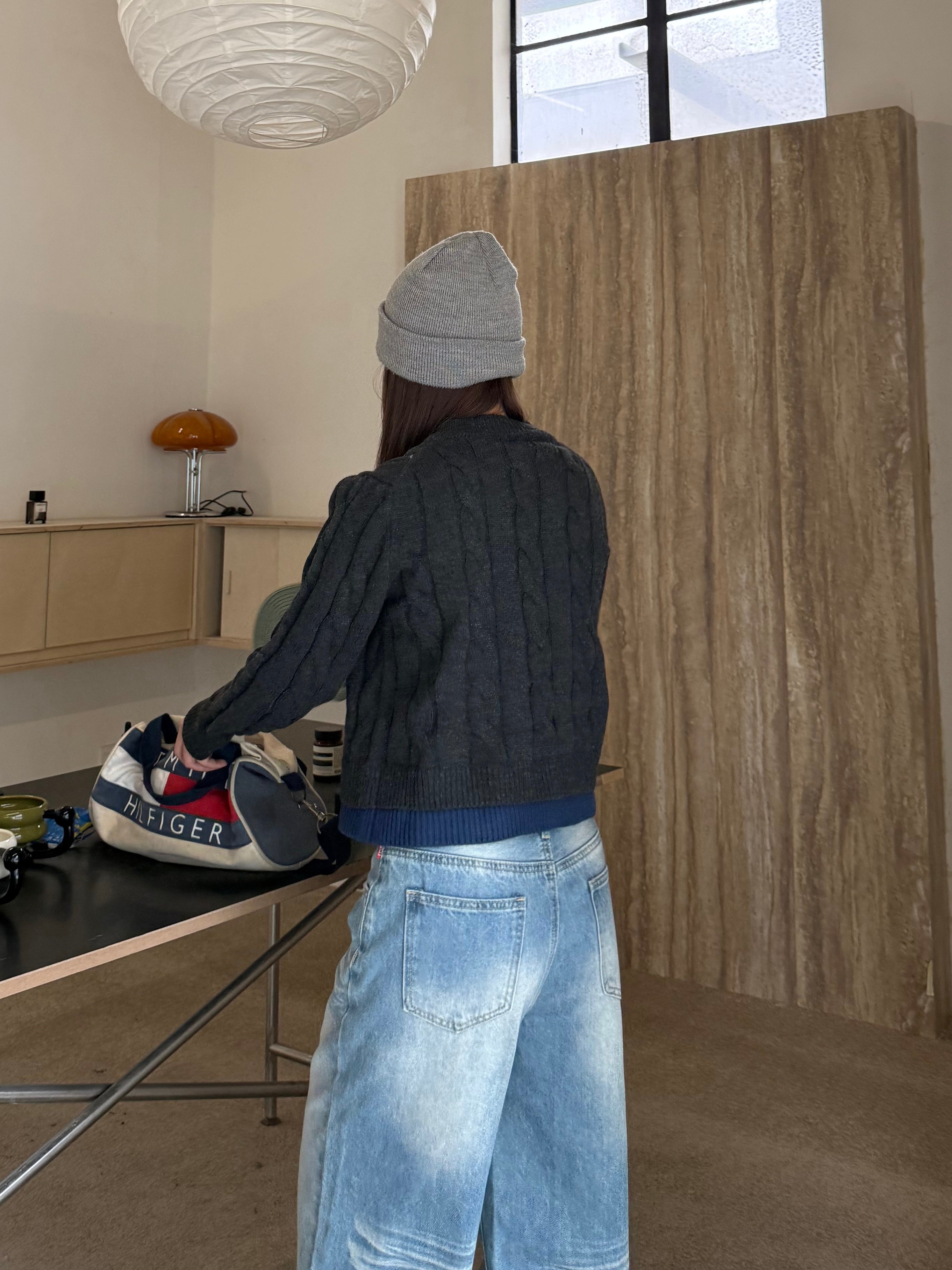 CCYE FAKE TWO-PIECE KNIT CARDIGAN SHORT TOP