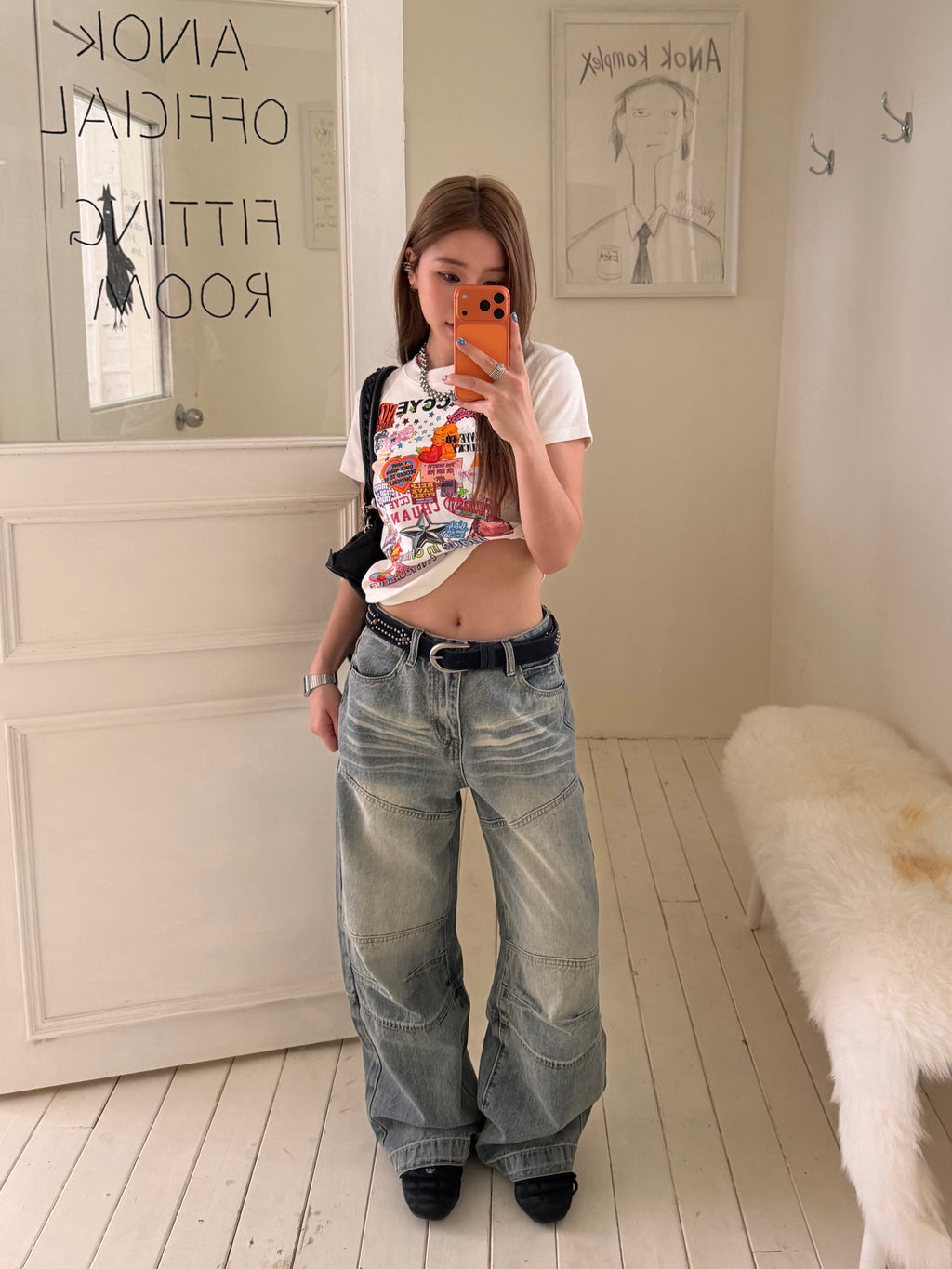 CCYE STRAIGHT LEG RELAXED FIT WASHED JEANS, AMERICAN STYLE PATCHWORK & APPLIQUÉ DESIGN