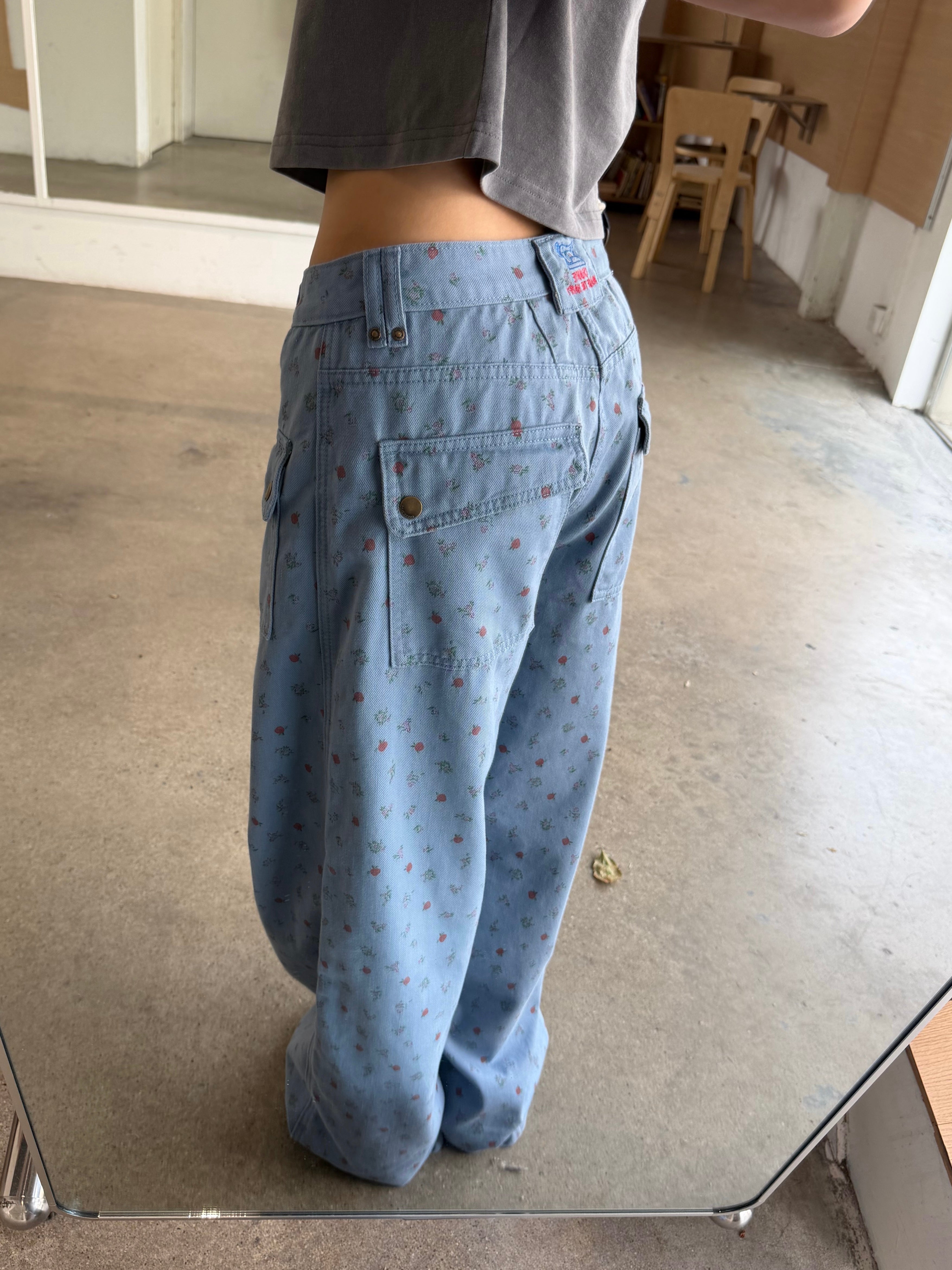 CCYE SPRING SUMMER FLORAL PRINT STRAIGHT CARGO PANTS