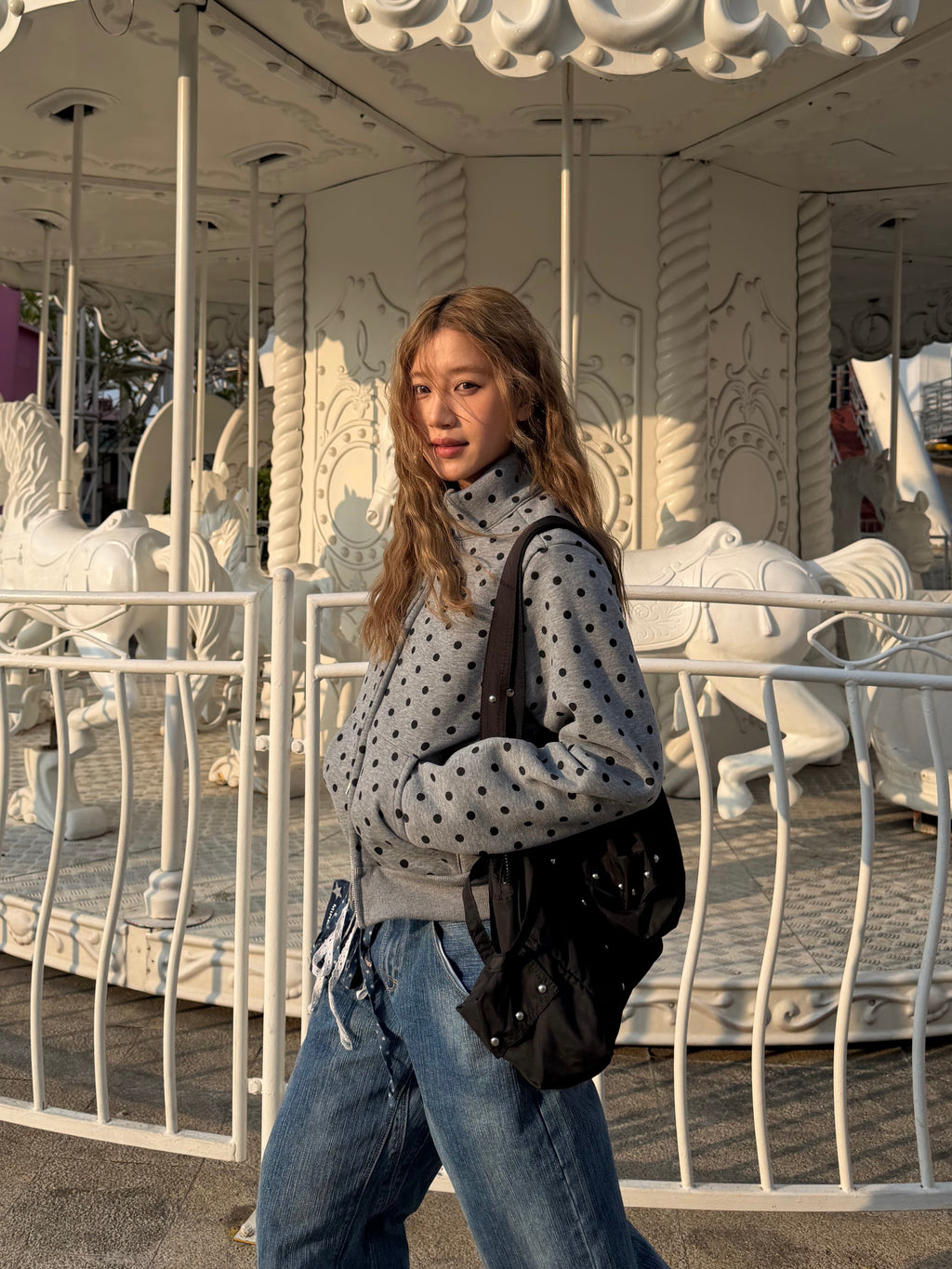 CCYE FLEECE-LINED SHERPA SWEATSHIRT COAT DOUBLE ZIPPER TOP