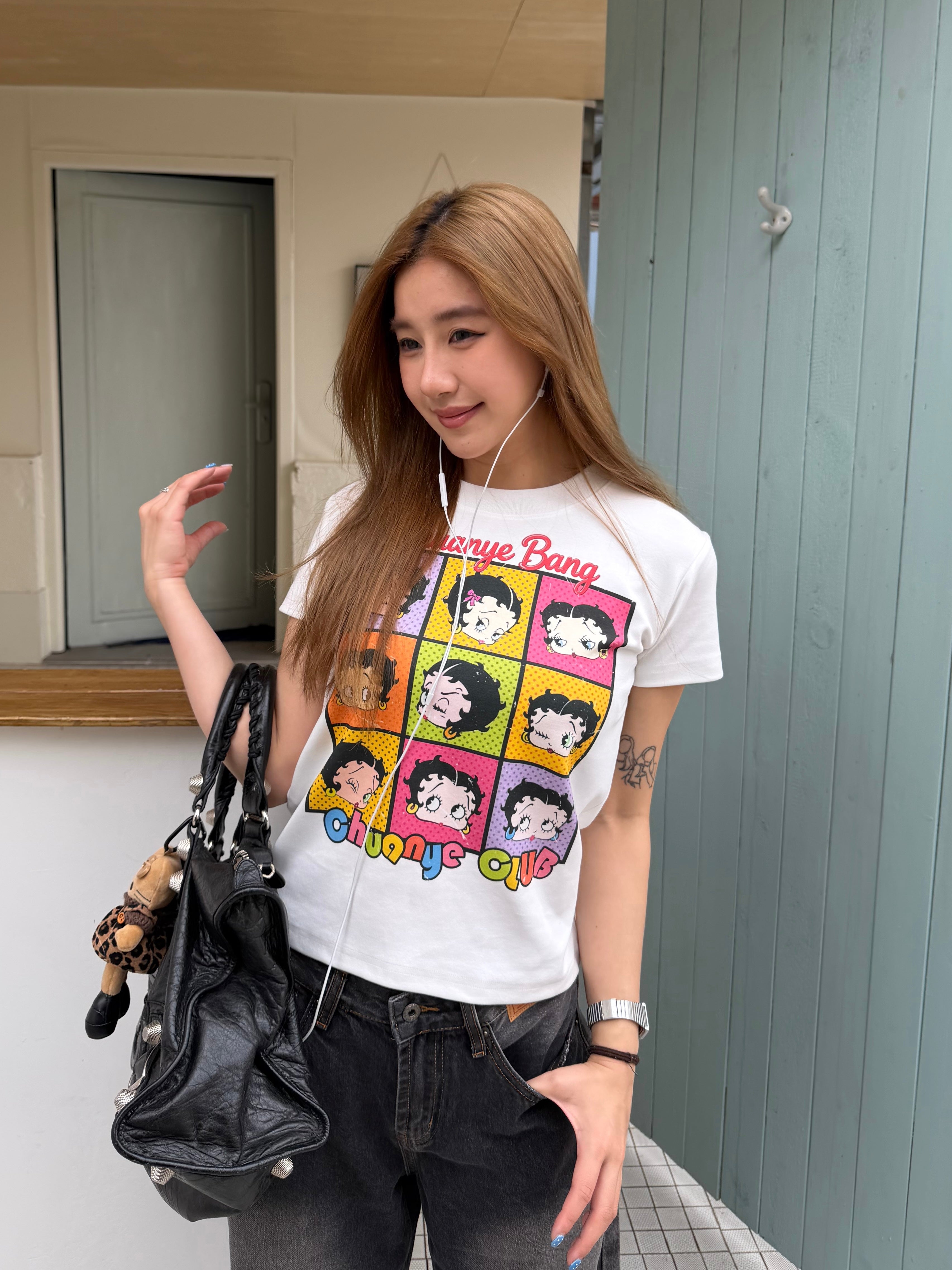 CCYE REGULAR SHOULDER CARTOON PRINT CREW NECK SHORT SLEEVE T-SHIRT