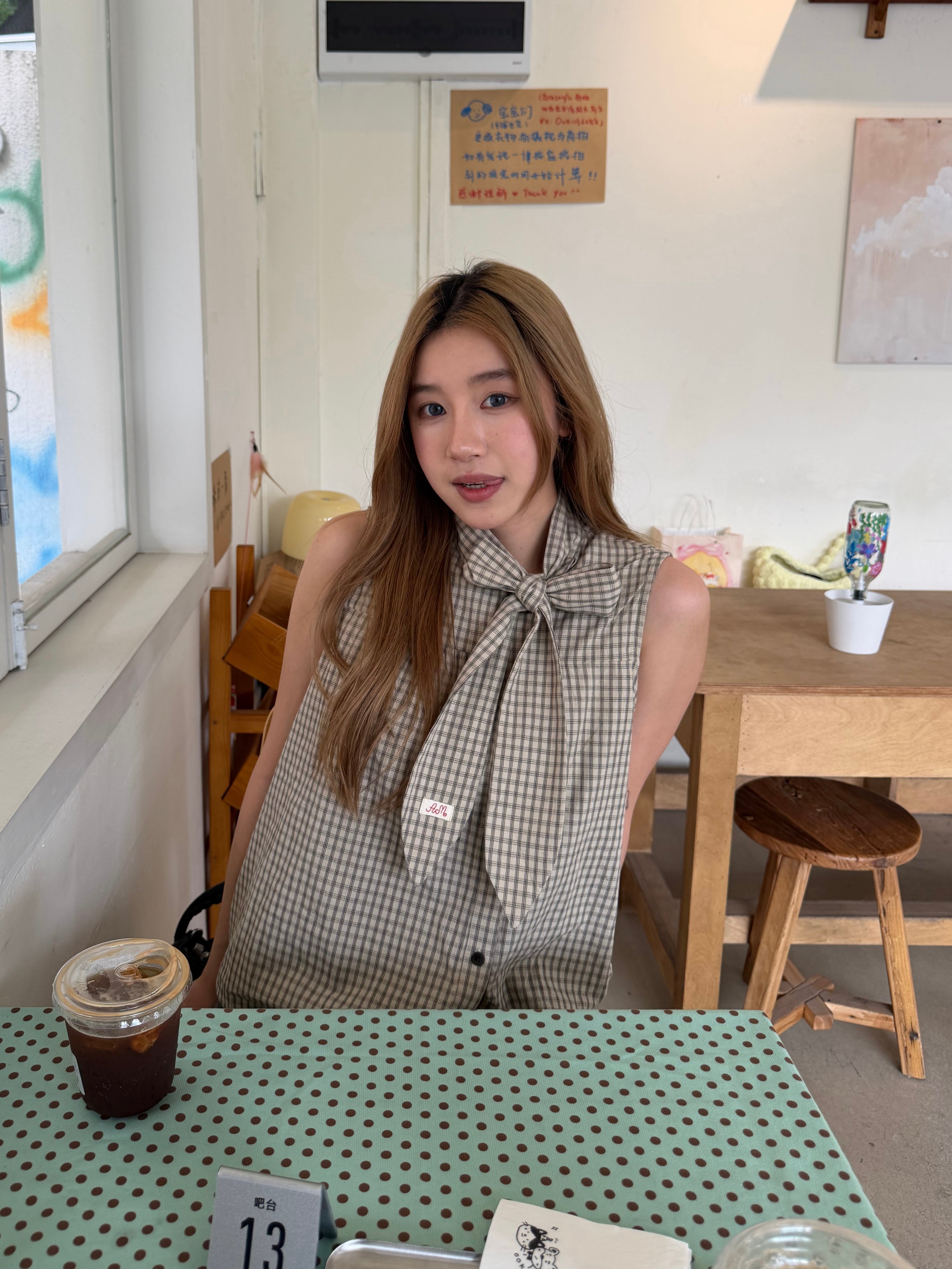 CCYE BOW PLAID SLEEVELESS VEST SHIRT