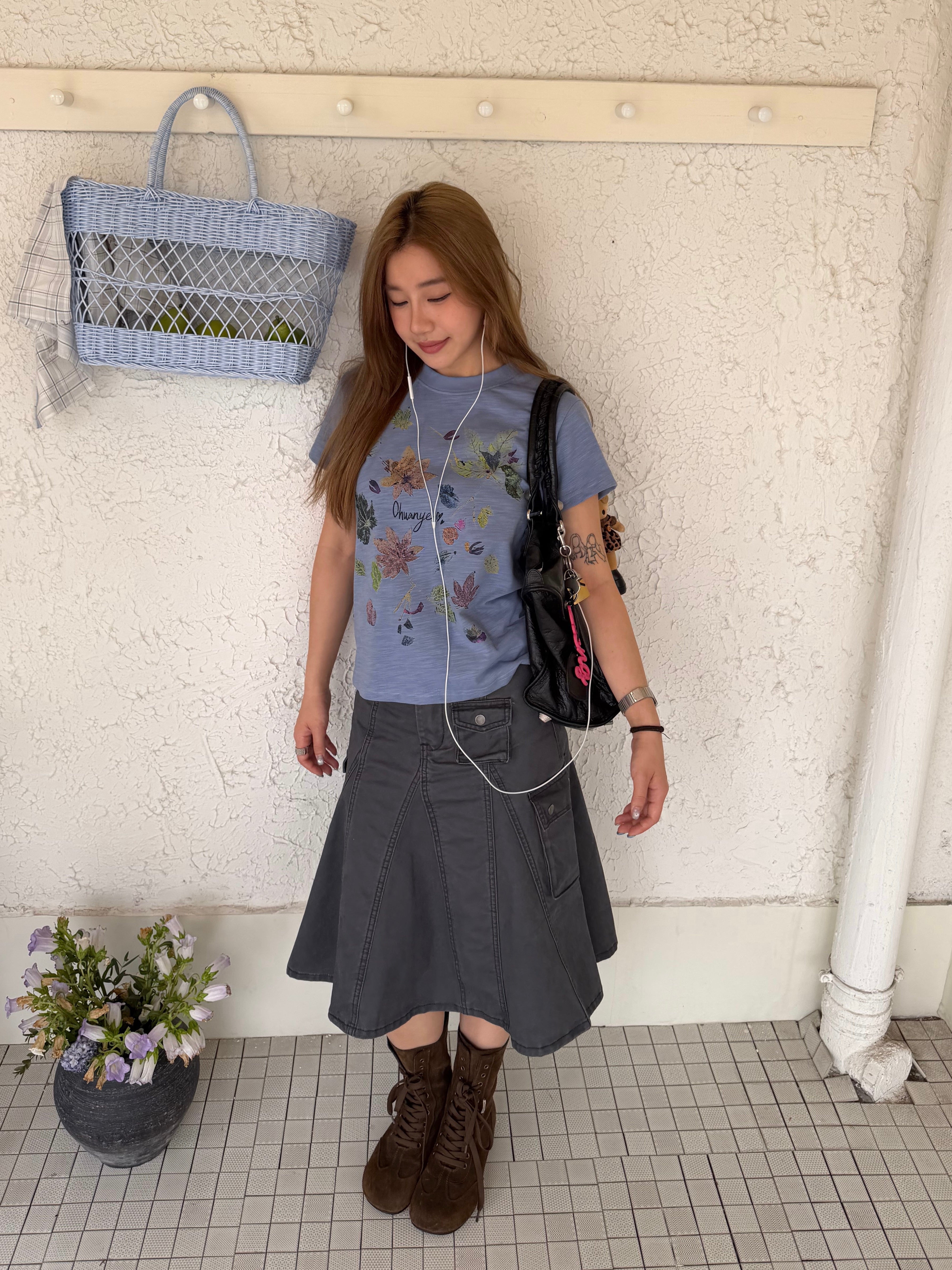 CCYE SPLICED VINTAGE WASHED WORKWEAR MERMAID SKIRT