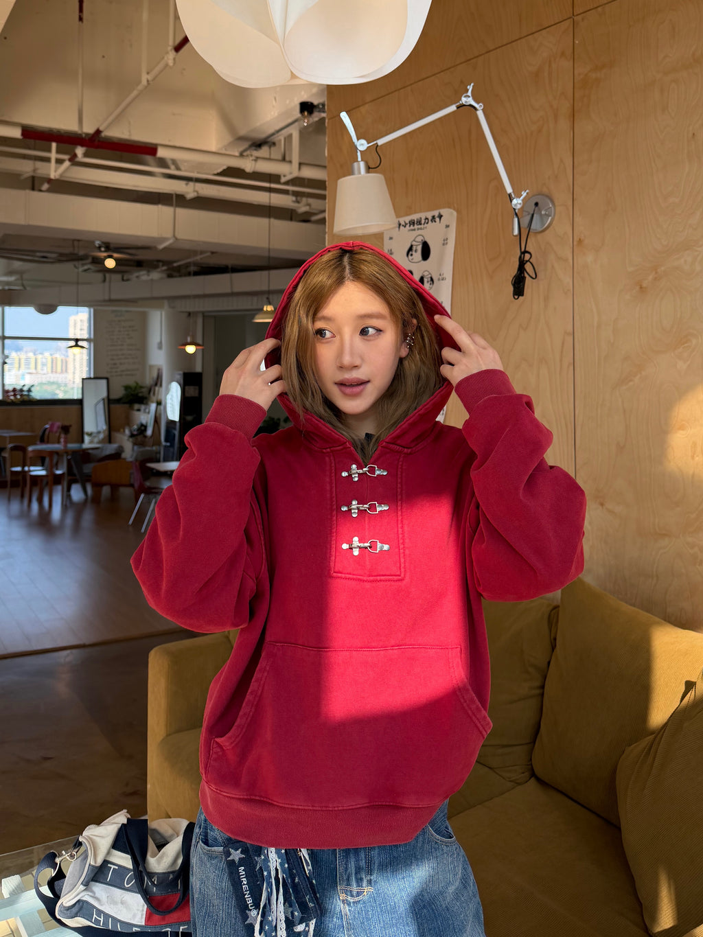 CCYE WASHED DISTRESSED HOODED SWEATSHIRT