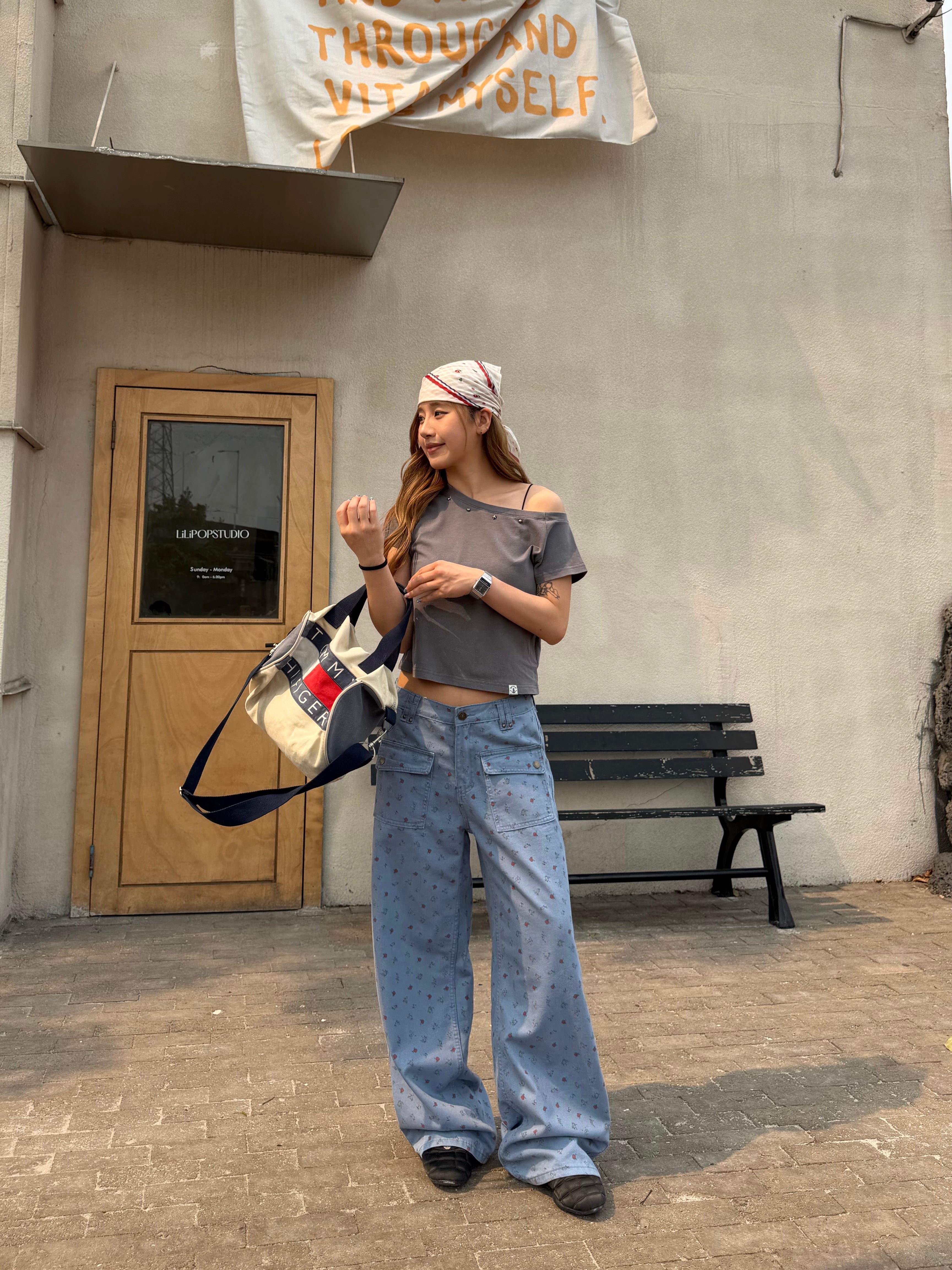 CCYE SPRING SUMMER FLORAL PRINT STRAIGHT CARGO PANTS