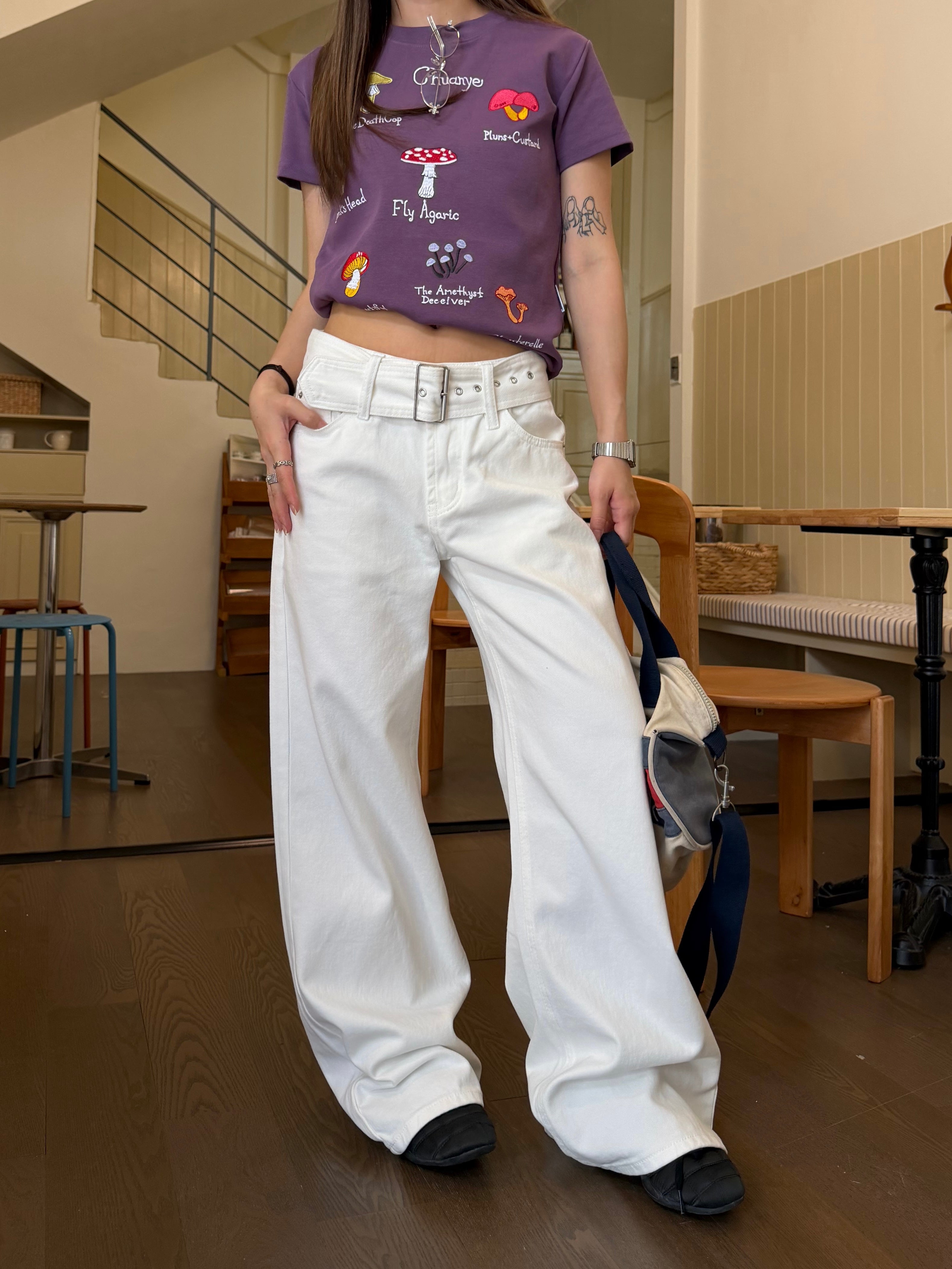 CCYE MID LOW RISE STRAIGHT WHITE JEANS