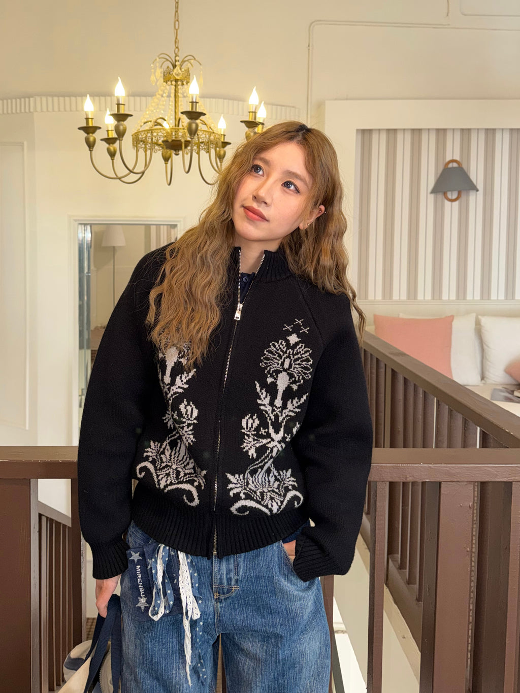 CCYE FLORAL KNIT CARDIGAN