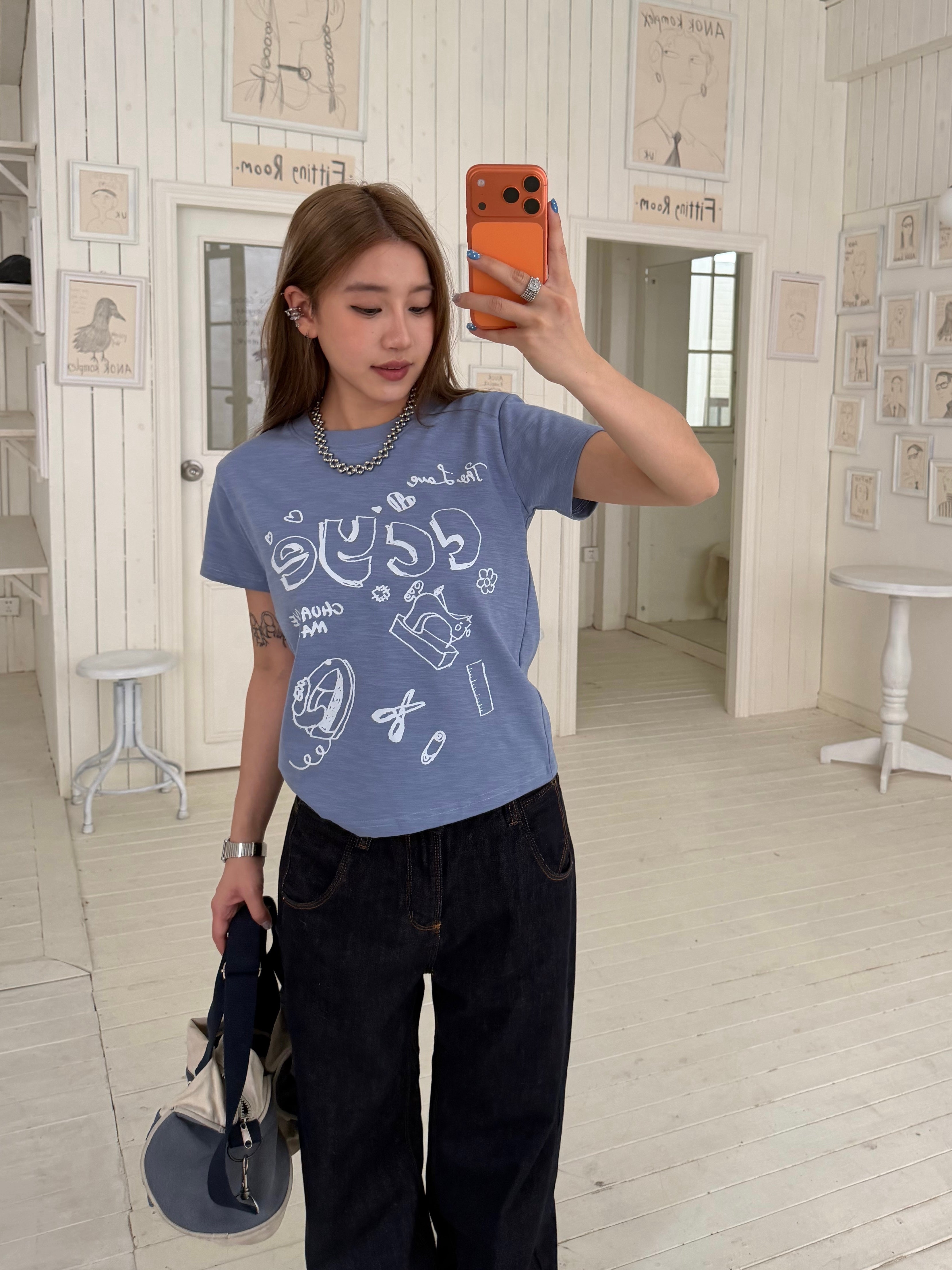 CCYE ORIGINAL FUN PRINT BAMBOO COTTON REGULAR SHOULDER SHORT SLEEVE TEE