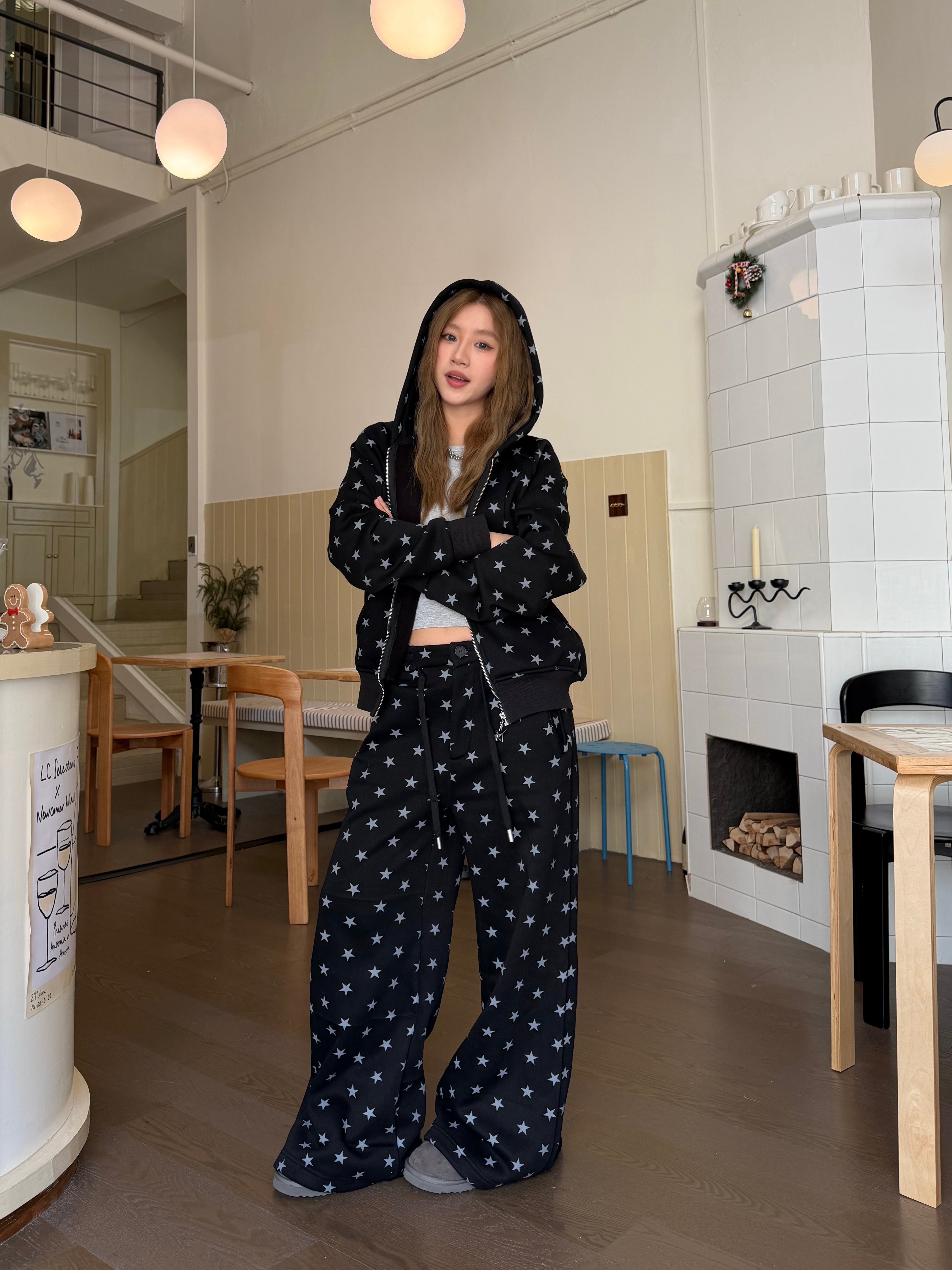 CCYE FLEECE-LINED WIDE LEG RELAXED SWEATPANTS