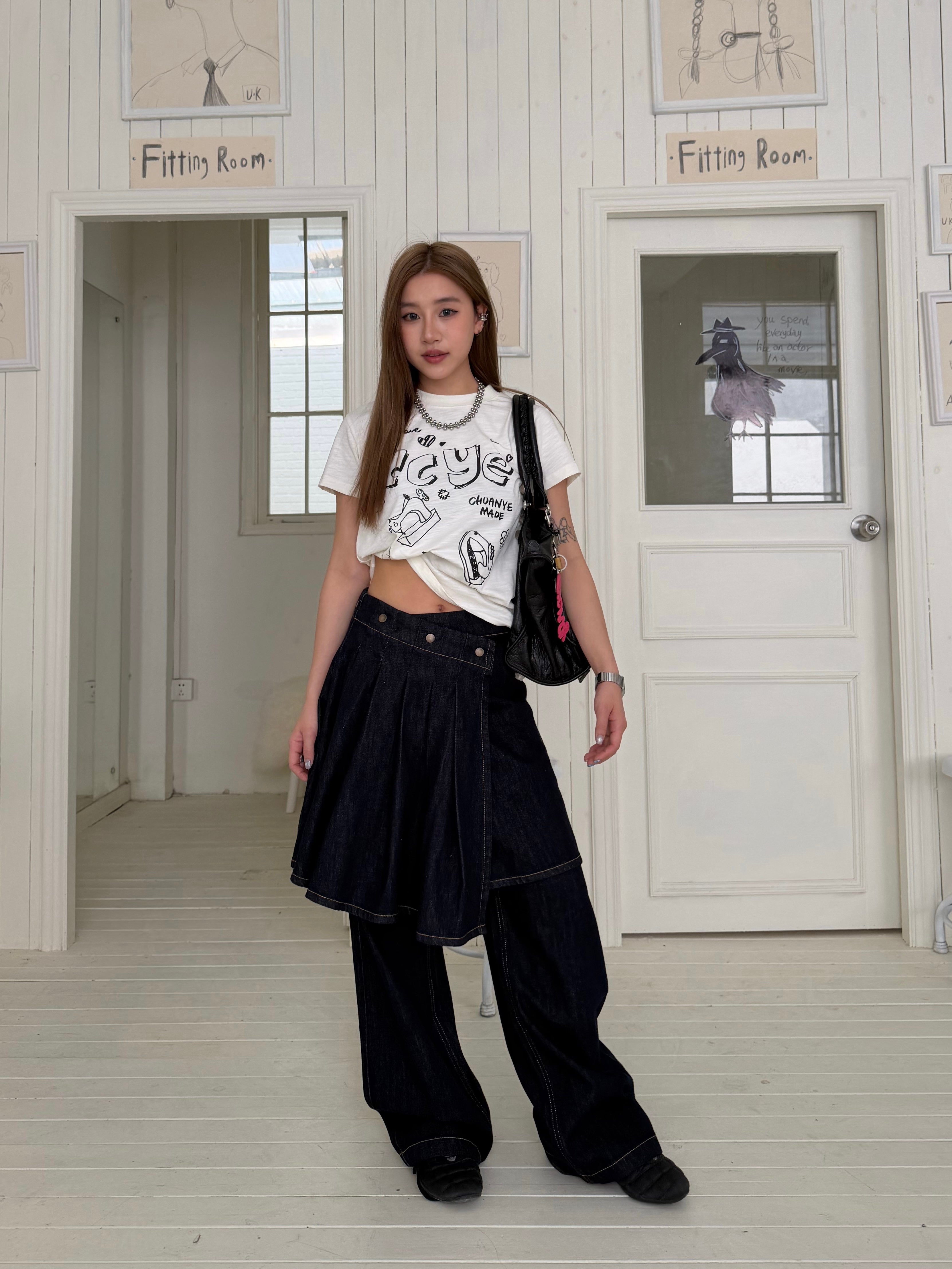 CCYE STRAIGHT LEG DENIM CONTRAST STITCH JEANS