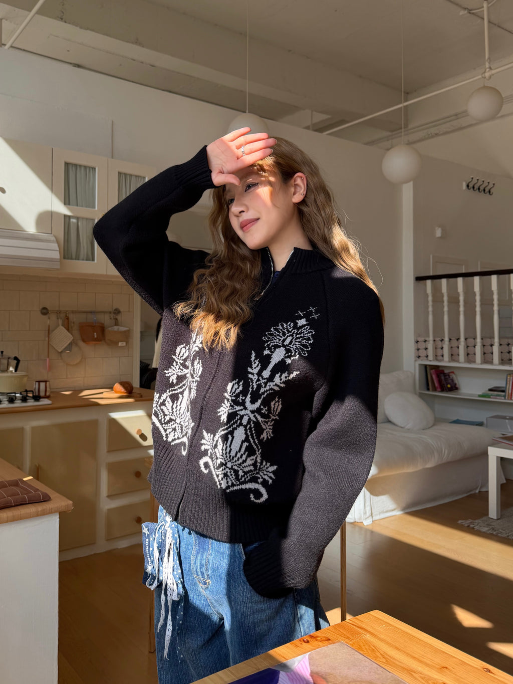 CCYE FLORAL KNIT CARDIGAN