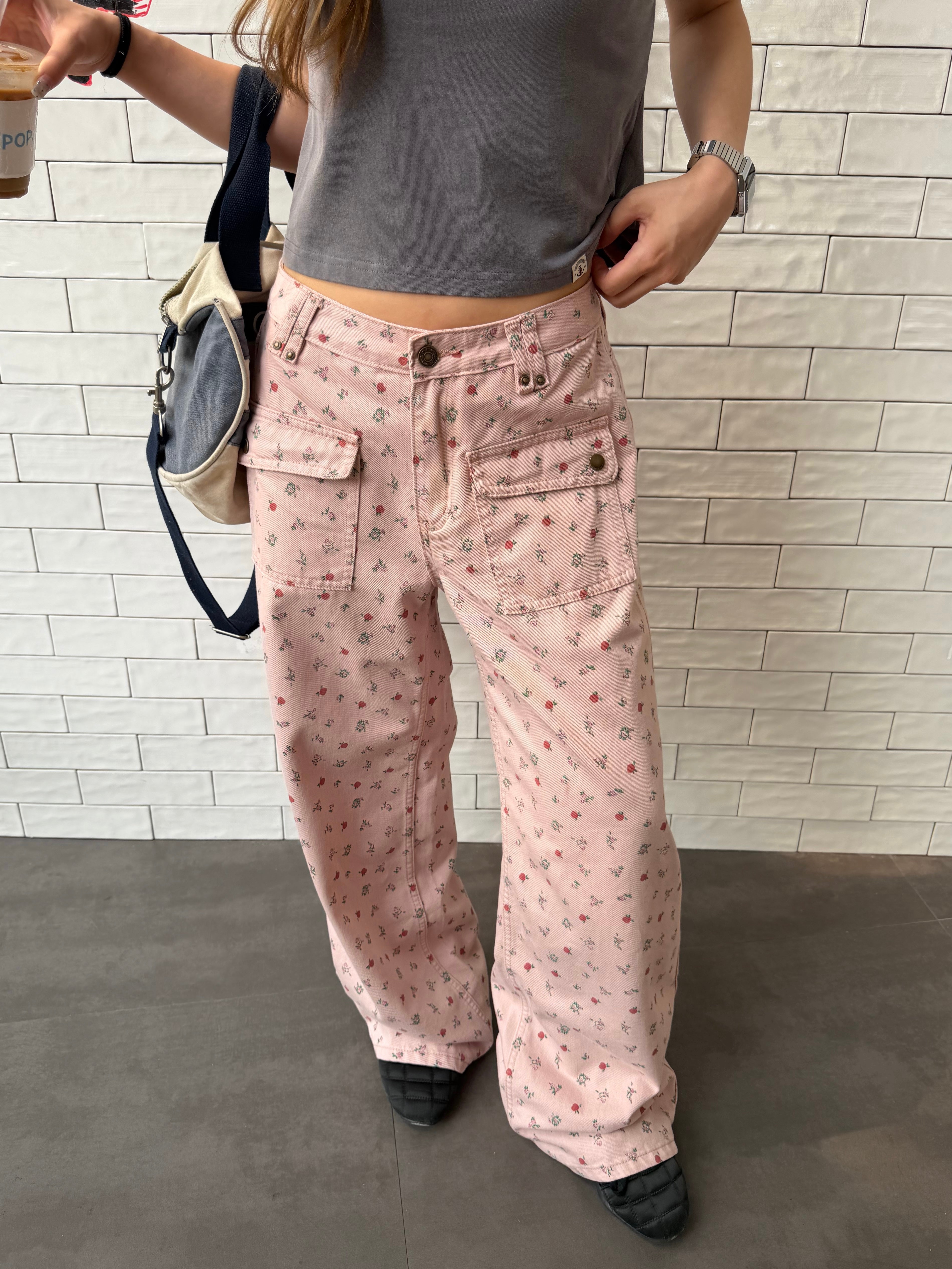 CCYE SPRING SUMMER FLORAL PRINT STRAIGHT CARGO PANTS