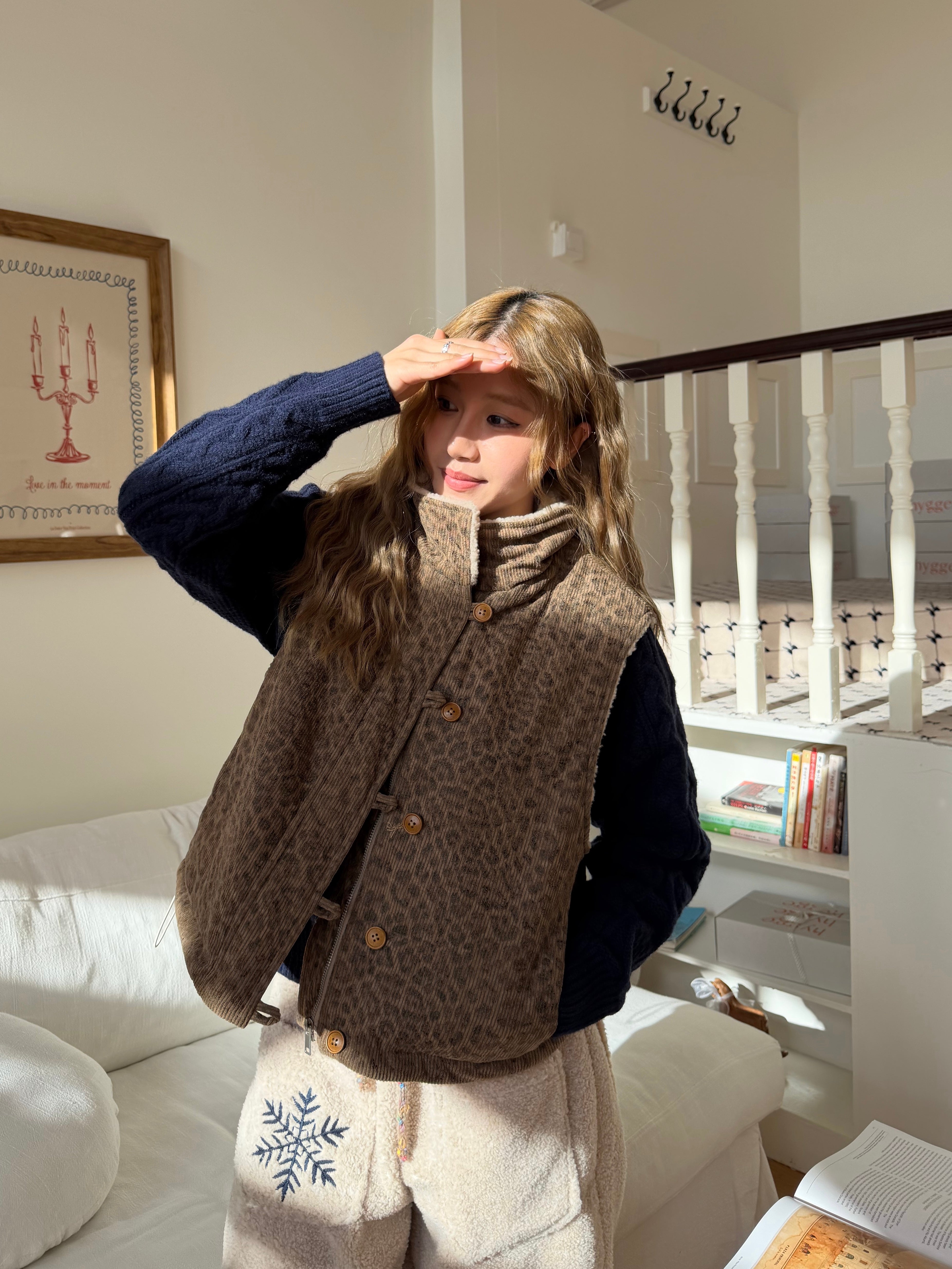 CCYE LEOPARD PRINT CORDUROY VEST