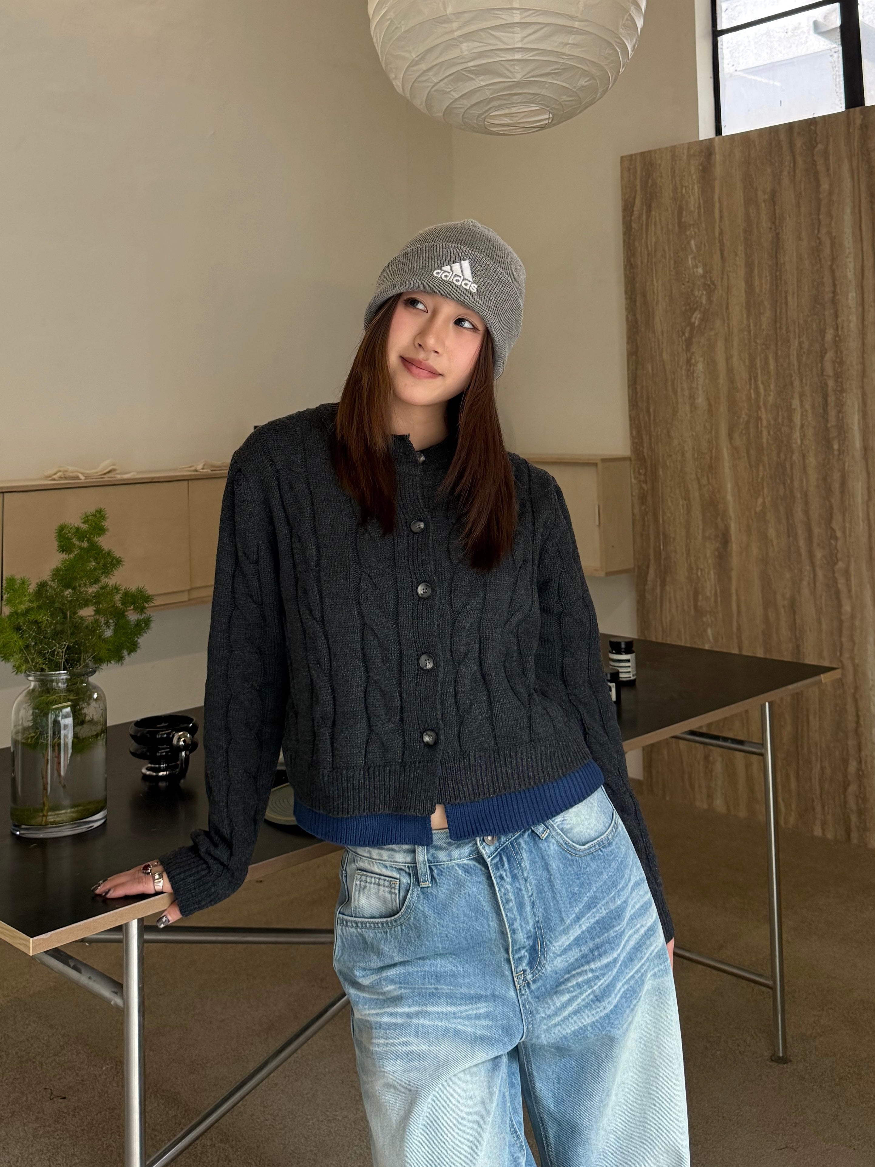 CCYE FAKE TWO-PIECE KNIT CARDIGAN SHORT TOP