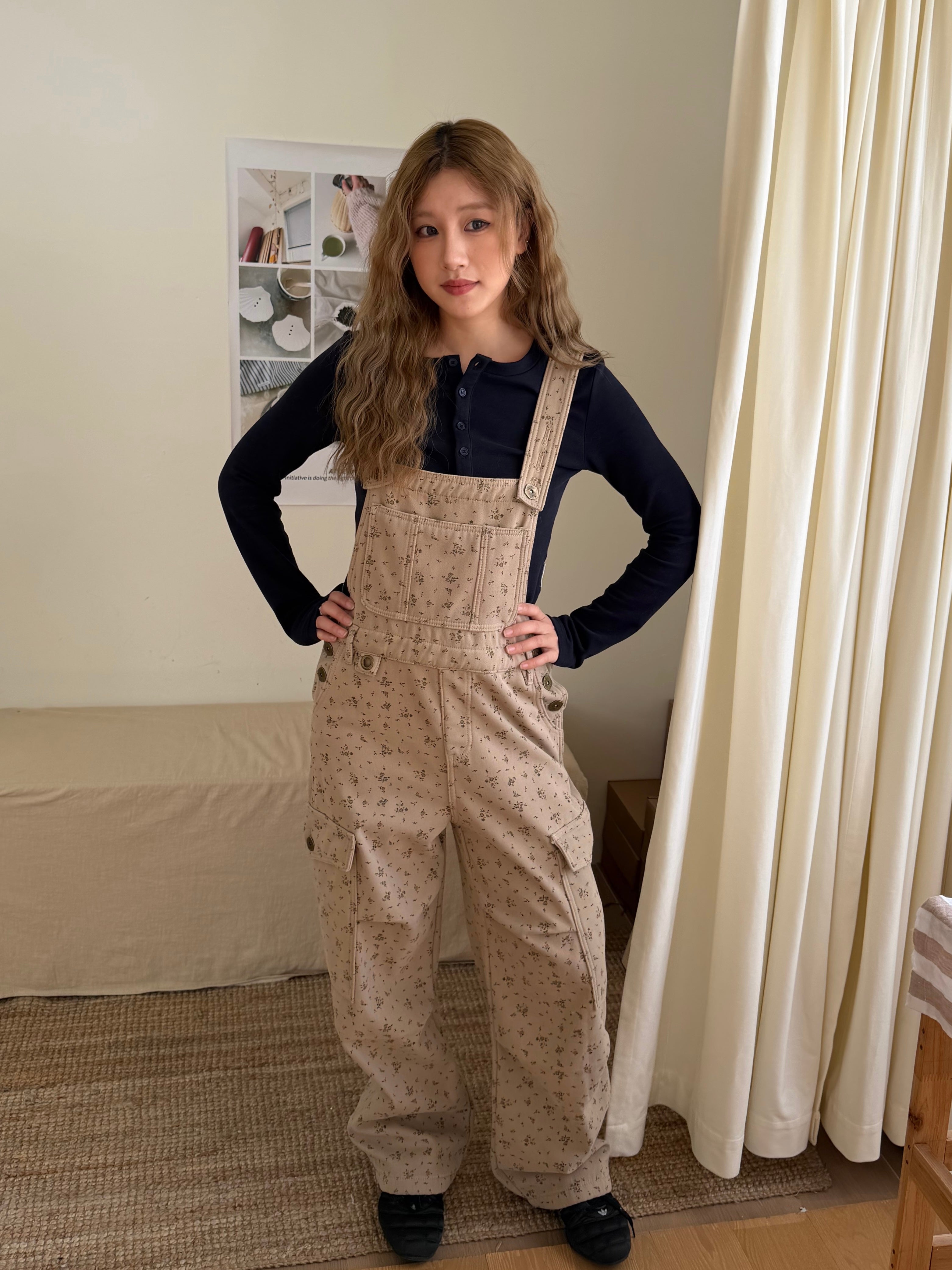 CCYE FLORAL PRINT WORKWEAR OVERALLS