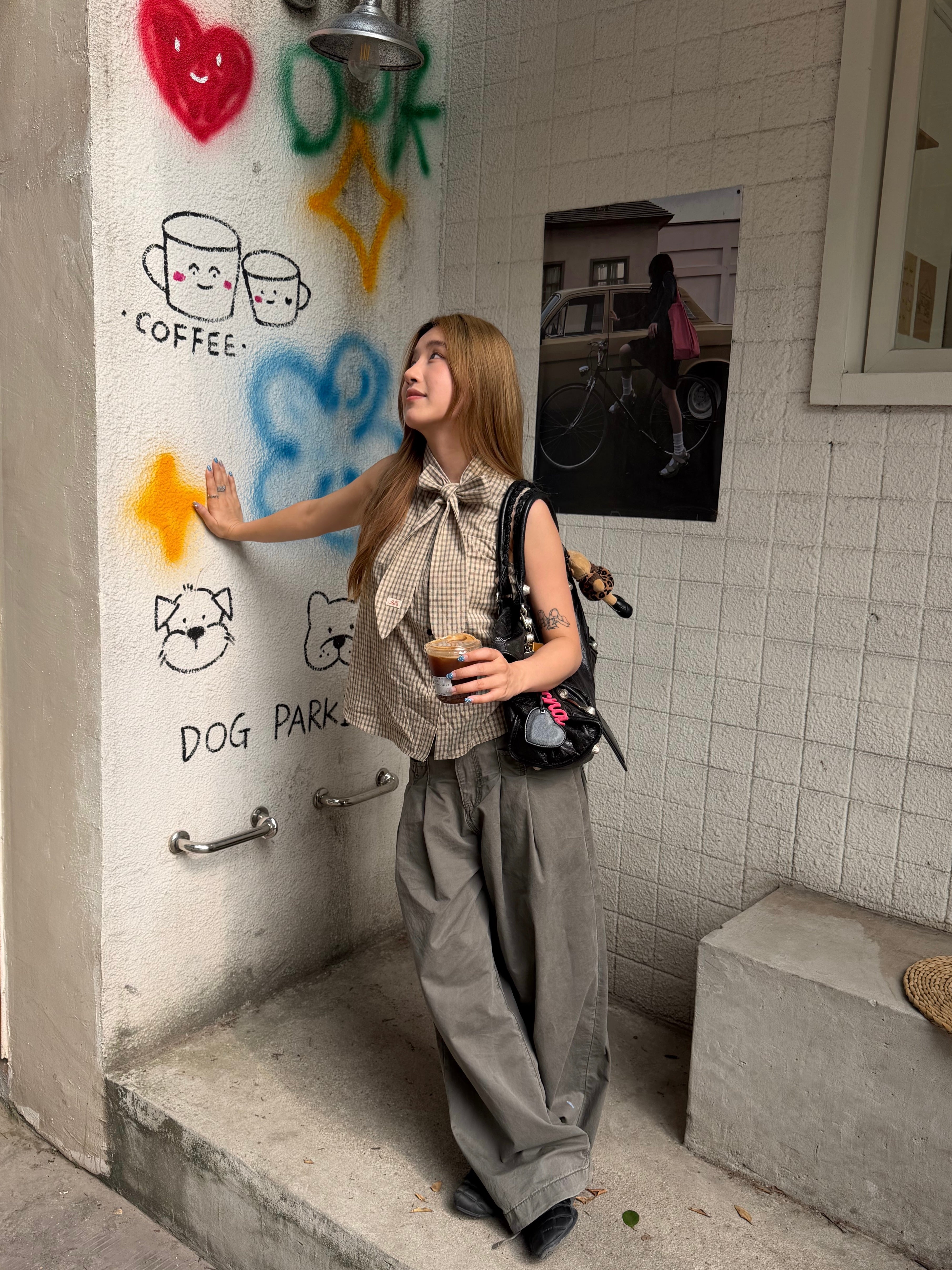 CCYE BOW PLAID SLEEVELESS VEST SHIRT