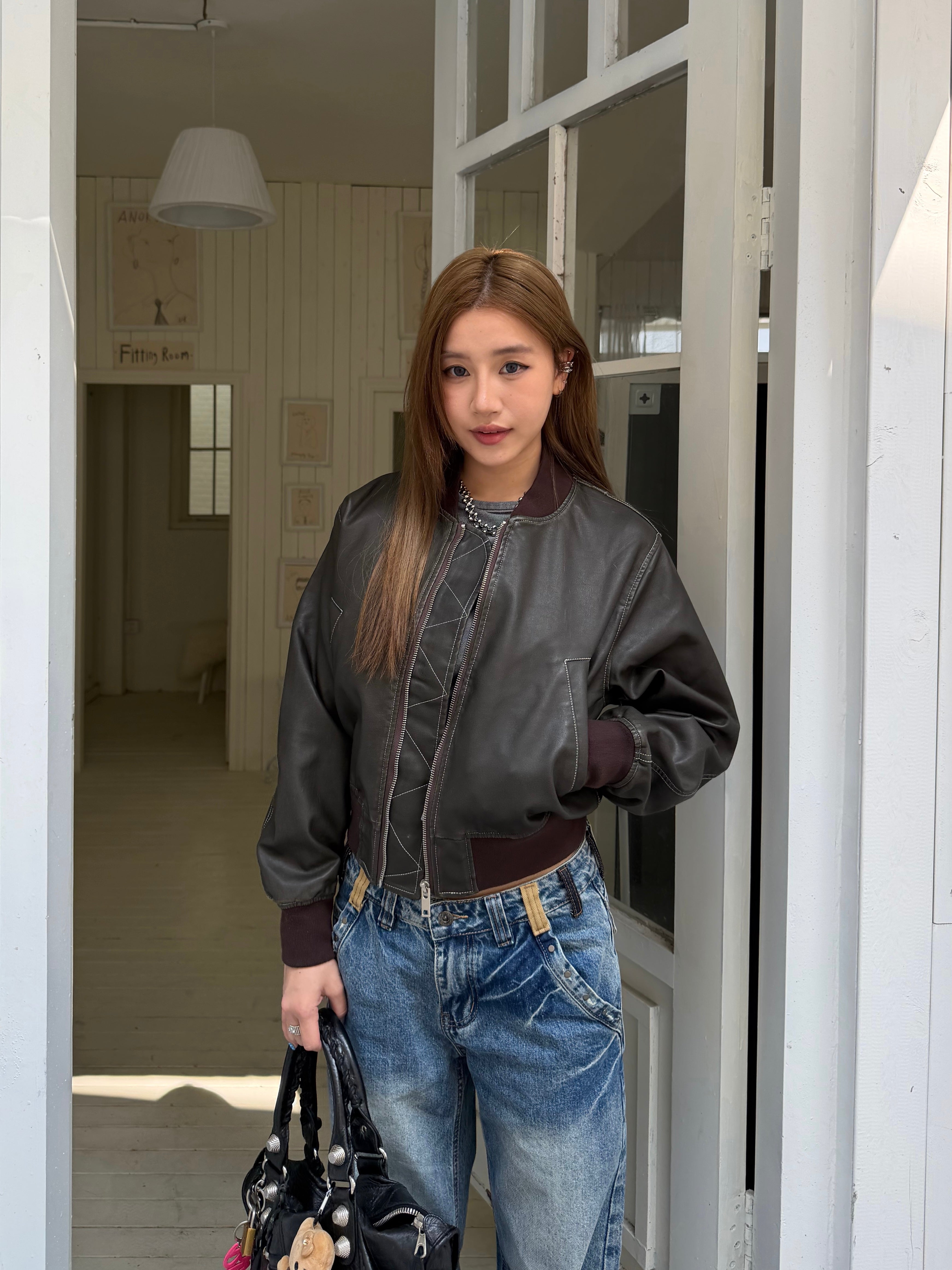 CCYE AMERICAN CROPPED VINTAGE WASHED LEATHER JACKET