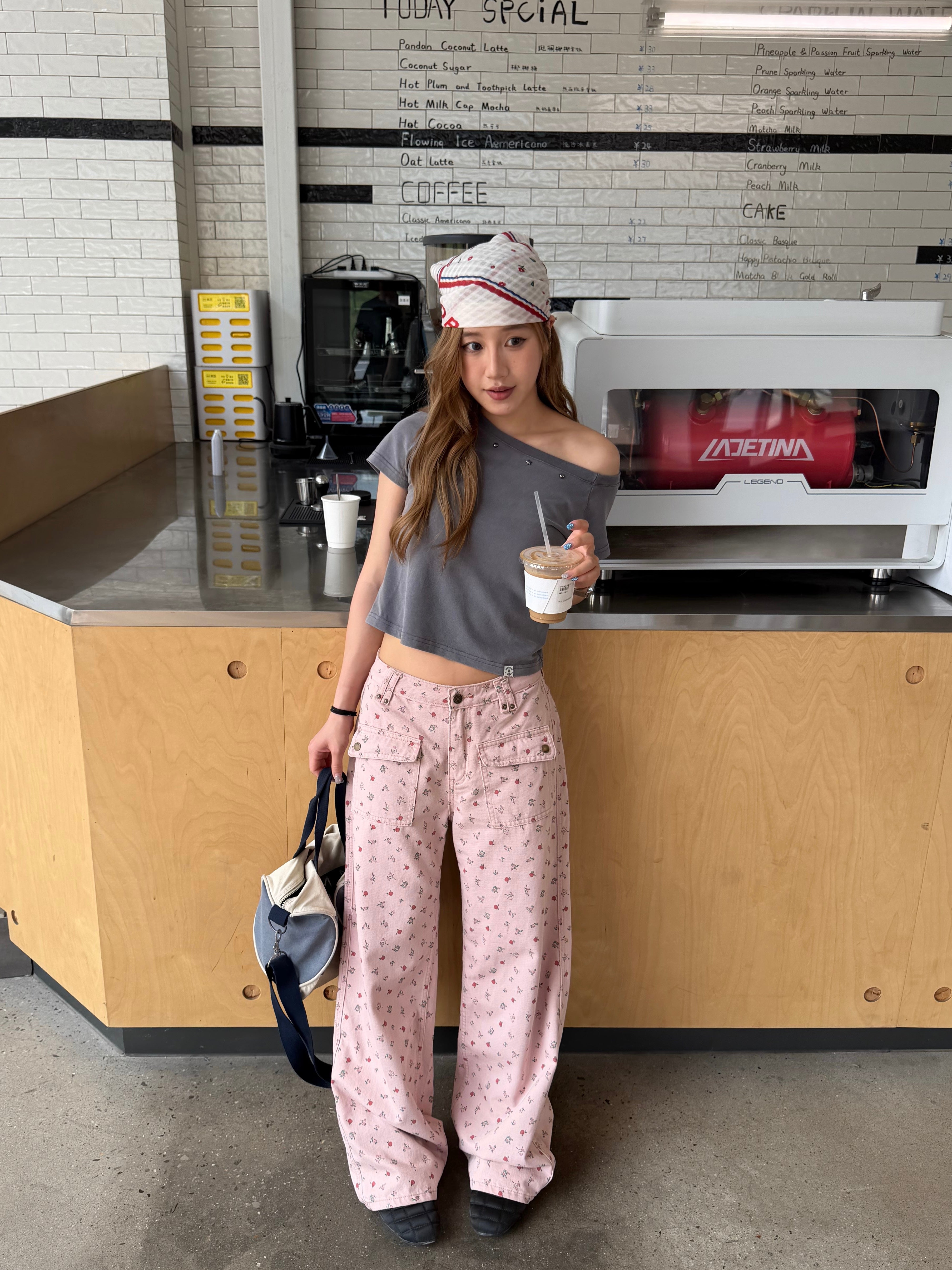 CCYE SPRING SUMMER FLORAL PRINT STRAIGHT CARGO PANTS