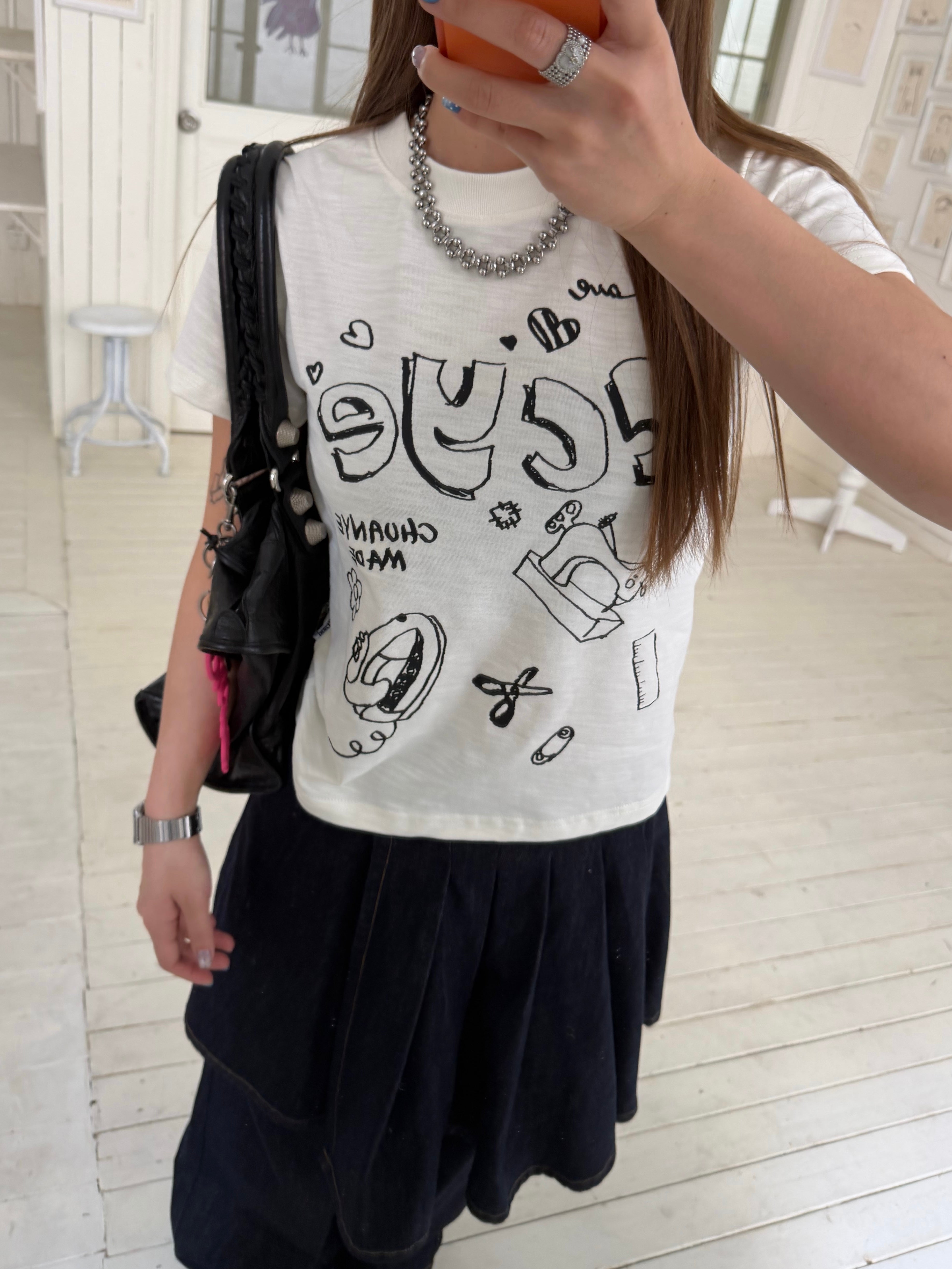 CCYE ORIGINAL FUN PRINT BAMBOO COTTON REGULAR SHOULDER SHORT SLEEVE TEE